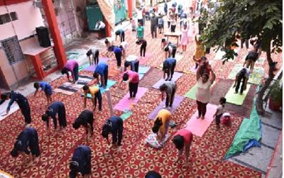 Grand Celebration of International Day of Yoga  at Little Flowers Group of Schools